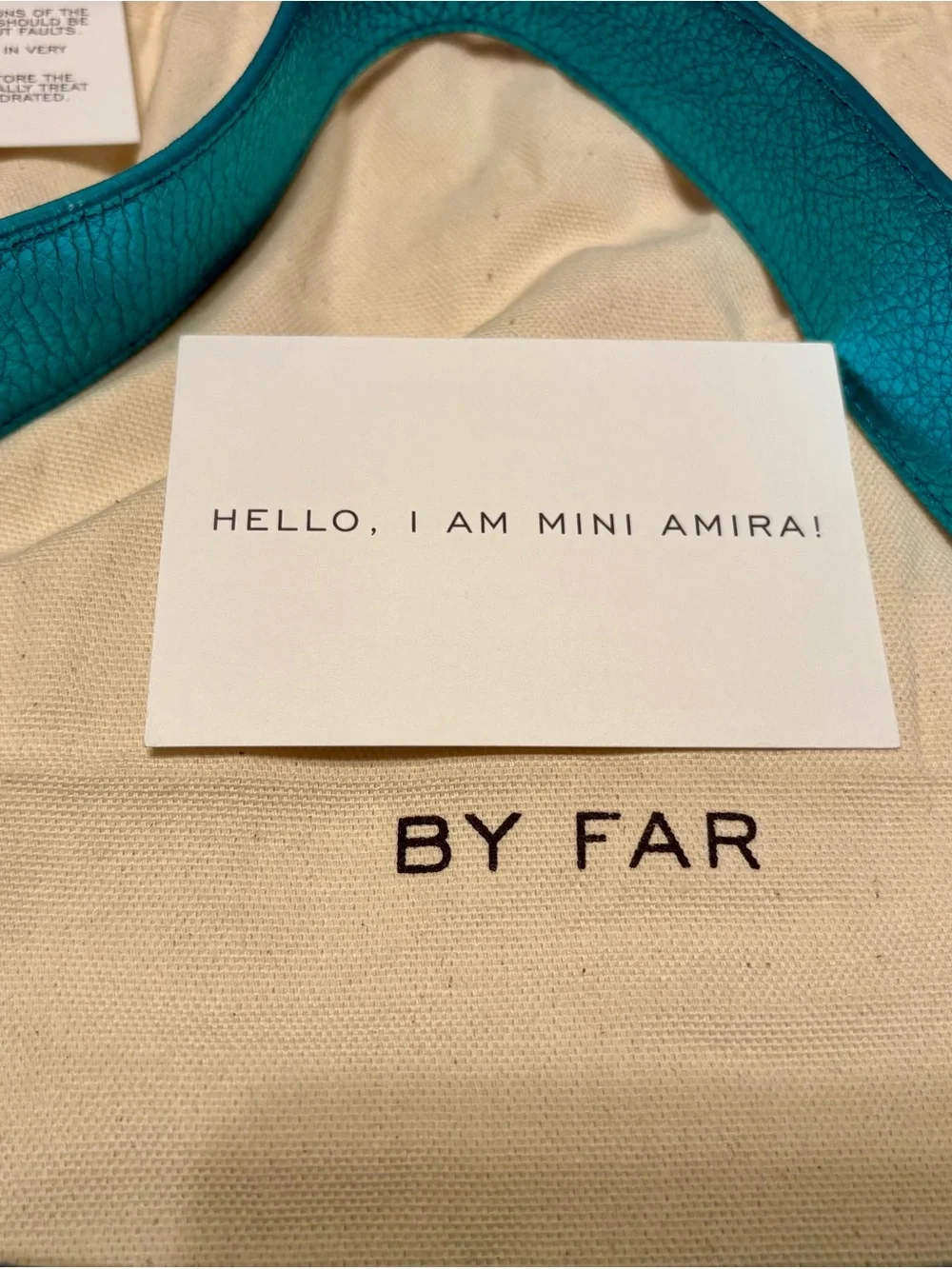 BY FAR Mini Amira Aqua Metallic Leather Shoulder Bag
